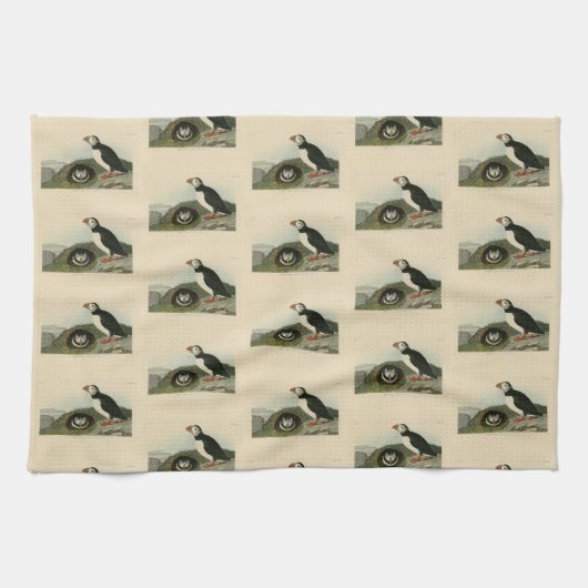 オードボン・バーズ・オブ・アメリカの大西洋パフィン キッチンタオル (横)