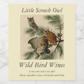 オードボン・バーズ・オブ・アメリカの小さな悲鳴フクロウ ワインラベル (シングルラベル)