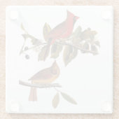 オードボン(鳥)ショウジョウコウカンチョウペアインワイルドアーモンドツリー ガラスコースター (裏面)