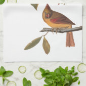 オードボン（鳥）ショウジョウコウカンチョウペアインワイルドアーモンドツリー キッチンタオル (折り畳み)