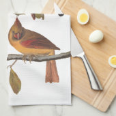 オードボン（鳥）ショウジョウコウカンチョウペアインワイルドアーモンドツリー キッチンタオル (四つ折り)