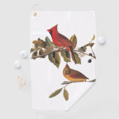 オードボン（鳥）ショウジョウコウカンチョウペアインワイルドアーモンドツリー ゴルフタオル (インサイチュ)