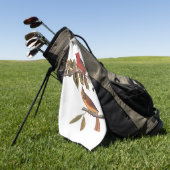 オードボン（鳥）ショウジョウコウカンチョウペアインワイルドアーモンドツリー ゴルフタオル (グリーン)