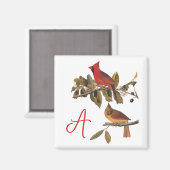 オードボン(鳥)ショウジョウコウカンチョウペアインワイルドアーモンドツリー マグネット (正面/裏面)