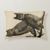 オードボ素晴らしンのアメリカの鳥から生まれた角型フクロウ アクセントクッション (正面)