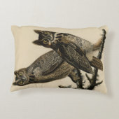 オードボ素晴らしンのアメリカの鳥から生まれた角型フクロウ アクセントクッション (裏面)