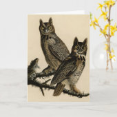 オードボ素晴らしンのアメリカの鳥から生まれた角型フクロウ カード (黄色い花)