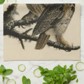 オードボ素晴らしンのアメリカの鳥から生まれた角型フクロウ キッチンタオル (折り畳み)