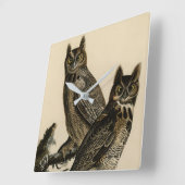 オードボ素晴らしンのアメリカの鳥から生まれた角型フクロウ スクエア壁時計 (傾斜)