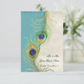 オードリージャンヌピーコックフェザーアクアダマスク招待状 招待状 (スタンド正面)