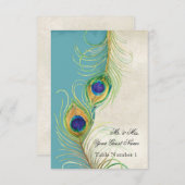 オードリージャンヌピーコックフェザーアクアダマスク招待状 招待状 (正面/裏面)