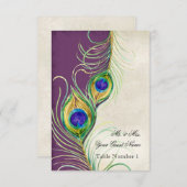 オードリージャンヌピーコックフェザーパープルダマスエスコート 招待状 (正面/裏面)