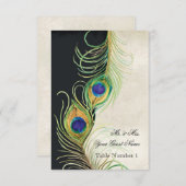 オードリージャンヌピーコックフェザーブラックダマスク招待状 招待状 (正面/裏面)