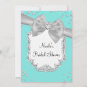 オードリーブルービッグホワイトボウダイヤモンドブライダルシャワー 招待状 (裏面)