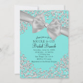 オードリーブルービッグホワイトボウダイヤモンドブライダルシャワー 招待状 (正面)