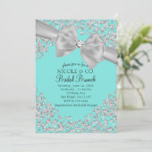 オードリーブルービッグホワイトボウダイヤモンドブライダルシャワー 招待状 (スタンド正面)