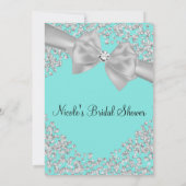 オードリーブルービッグホワイトボウダイヤモンドブライダルシャワー 招待状 (裏面)