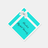 オードリーブルー&ホワイトエレガントグラムダイアモンドボウシック スタンダードカクテルナプキン (角)