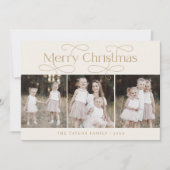 オードリー金ゴールドモダンファミリーフォトヴィンテージクリスマス シーズンカード (正面)