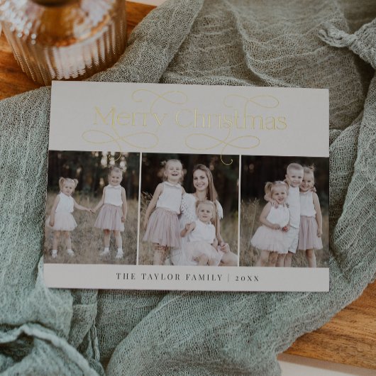 オードリー金箔ファミリーフォトヴィンテージクリスマス 箔シーズンカード