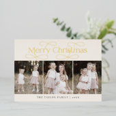 オードリー金箔ファミリーフォトヴィンテージクリスマス 箔シーズンカード (立ち正面)