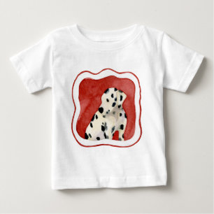 オードリー・ジャンヌのダルマの子犬アート「子犬の愛」 ベビーTシャツ