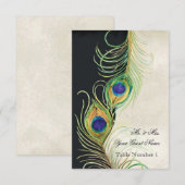 オードリー・ジーン・ピーコック・フェザー・ブラック・ダマスク・インビテ 招待状 (正面/裏面)