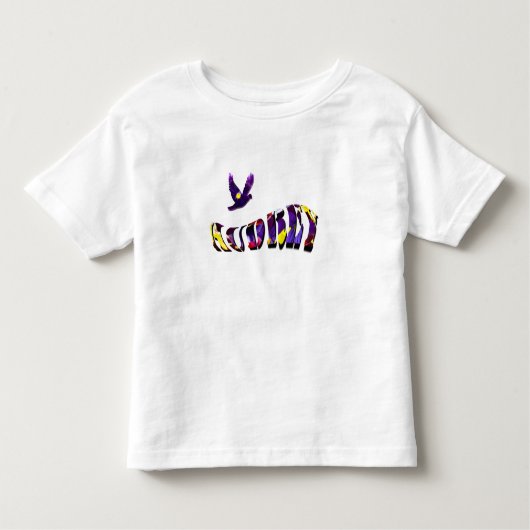 オードリー、パンジーで作られた女の子の名前文字。 トドラーTシャツ (正面)
