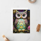 オーナット製の豪華な複雑な冬の春フクロウ ノートカード (正面/裏面インサイチュ)