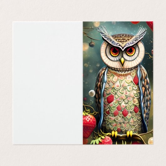 オーナット製の豪華な複雑な冬の春フクロウ 名刺 (外部フラット)