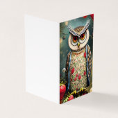 オーナット製の豪華な複雑な冬の春フクロウ 名刺 (外部)