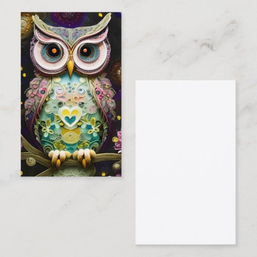 オーナット製の豪華な複雑な冬の春フクロウ 名刺 (正面/裏面)