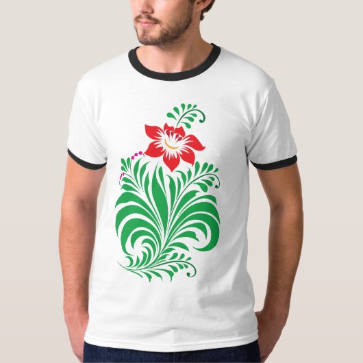 オーナメンタル フラワー 花 デザイン - エレガント Tシャツ (正面)