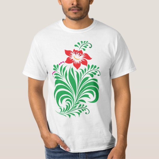 オーナメンタル フラワー 花 デザイン - エレガント Tシャツ (正面)