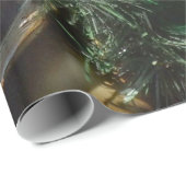 オーナメントおよびクリスマスライトが付いているクリスマスツリー ラッピングペーパー (ロールコーナー)