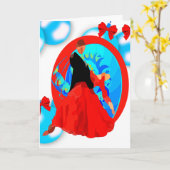 オーナメントおよび弓クリスマスの社交ダンスのダンサー カード (黄色い花)