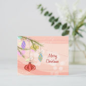 オーナメントかわいらしピンクのクリスマスポストカード シーズンポストカード (スタンド正面)