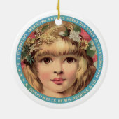 オーナメントかわいらし、花の付いた少女ヴィンテージ セラミックオーナメント (裏面)