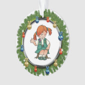 オーナメントが付いている後輩の赤い毛のマツリース オーナメント (正面)