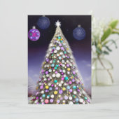 オーナメントで覆われたクリスマスツリー シーズンカード (スタンド正面)