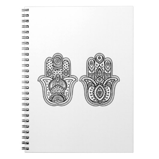 オーナメントとの手描きのHamsa ノートブック (正面)