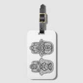 オーナメントとの手描きのHamsa ラゲッジタグ (正面縦)