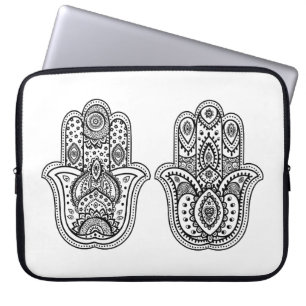 オーナメントとの手描きのHamsa ラップトップスリーブ