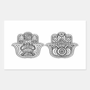 オーナメントとの手描きのHamsa 長方形シール