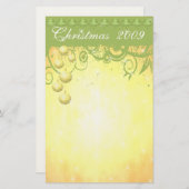 オーナメントとクリスマスツリーが並んだ文房具 便箋 (正面/裏面)