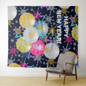 オーナメントとスノーフレークのホリデーパーティー タペストリー (インサイチュ(横))