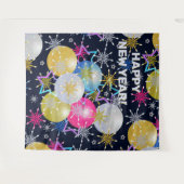 オーナメントとスノーフレークのホリデーパーティ タペストリー (正面(横))