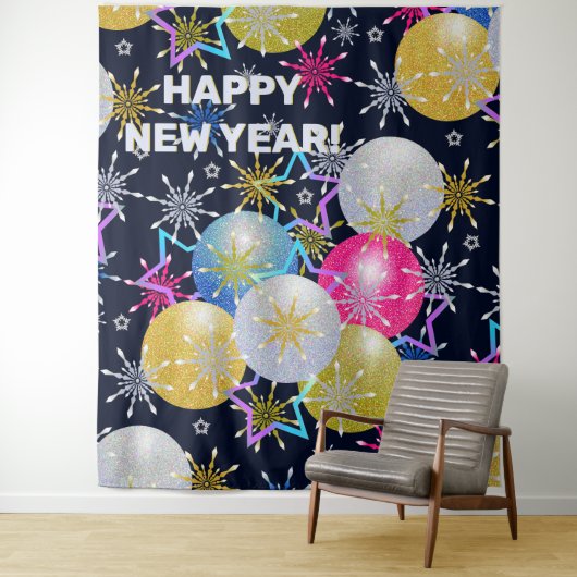 オーナメントとスノーフレークのホリデーパーティ タペストリー (インサイチュ)