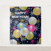 オーナメントとスノーフレークのホリデーパーティ タペストリー (正面)