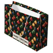 オーナメントとパインブランチカスタムズのメリークリスマス ラージペーパーバッグ (正面アングル)